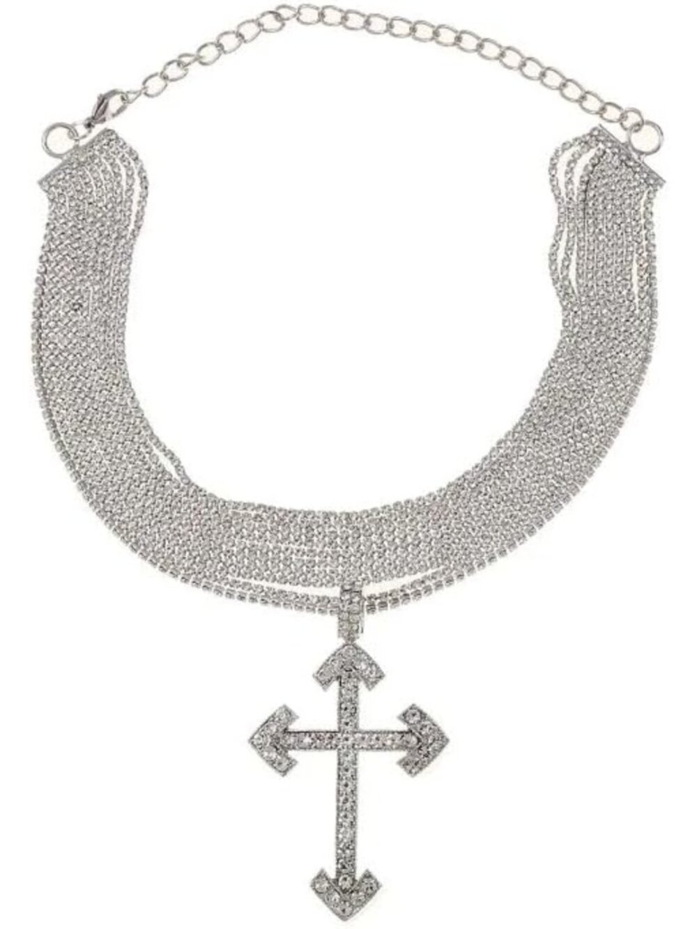925 Sterling Silver Gothic Cross Pendant Choker Necklace for Women - Y2K Style